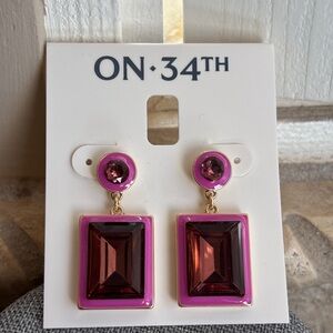 ON-34th Pink and Gold Geometric Earrings New with Tags Chunky